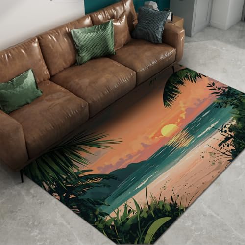 Tapis palmier océan couchant de soleil évadez votre décoration intérieure - 6