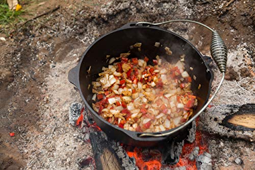 Pre-Seasoned Cast Iron Camp Dutch Oven, 4.1 Qt, Including Lid Lifter And Silicone Handle Holders #TOP6
