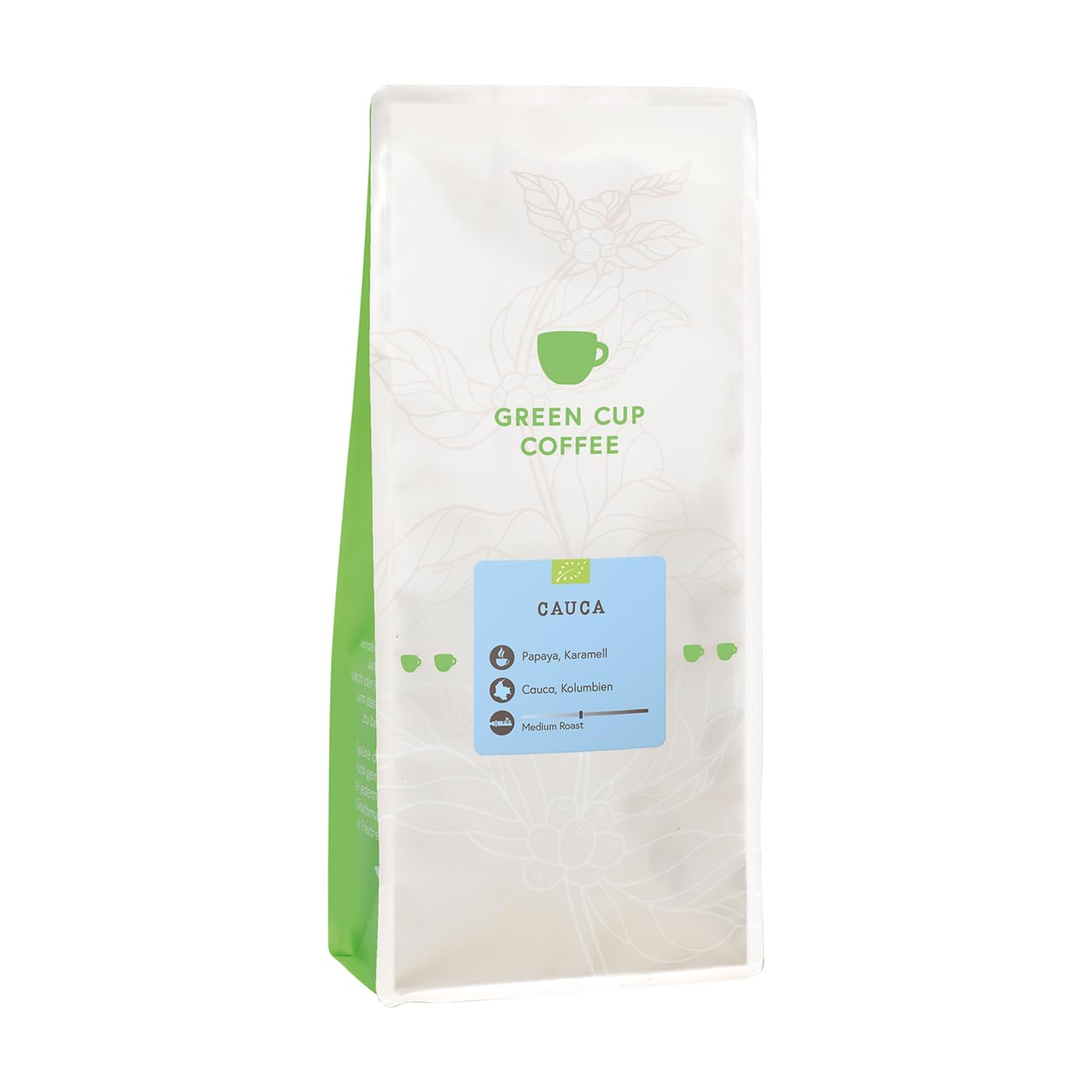Green Cup Coffee Cauca | Kaffeebohnen Ganze Bohnen 1 kg | 100% Arabica Single Origin Kolumbien | Mittlere Röstung Fruchtig Süß Papaya Karamell | Vollautomat French Press Filterkaffee