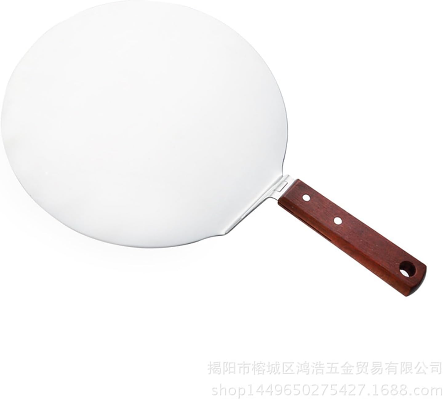 Pizza Peel Round Stainless Steel with Wooden Handle Durable Pizza Spatula for Kitchen Baking Oven Use (10 Inch)