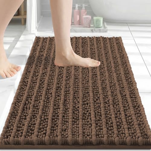 Image of Arotive Luxury Small Bathroom Rugs 24x16, Extra Soft Thick Absorbent Shaggy Chenille Bath Rugs, Machine Wash Dry, Bath Mats for Bathroom Floor, Tub and Shower, Home Decor Accessories, Mocha