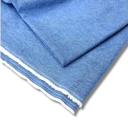 TEXTILORD® Jean Material Stonewashed Softened Pre-Washed Denim Fabric,10oz Heavy Denim,Jean Fabric by The Yard(58-inch Wide)
