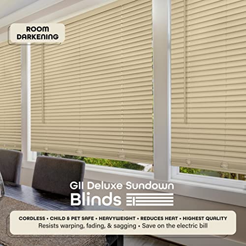 Image of Cordless Room Darkening Mini Blind - 39 Inch Width, 64 Inch Length, 1 inch Slat Size - Latte - Cordless GII Deluxe Sundown Horizontal Windows Blinds for Interior by Achim Home Decor