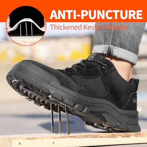 Image of Steel Toe Shoes for Men Puncture Proof Indestructible Industry Construction Work Shoes Lightweight Comfortable Breathable Steel Toe Safety Sneakers