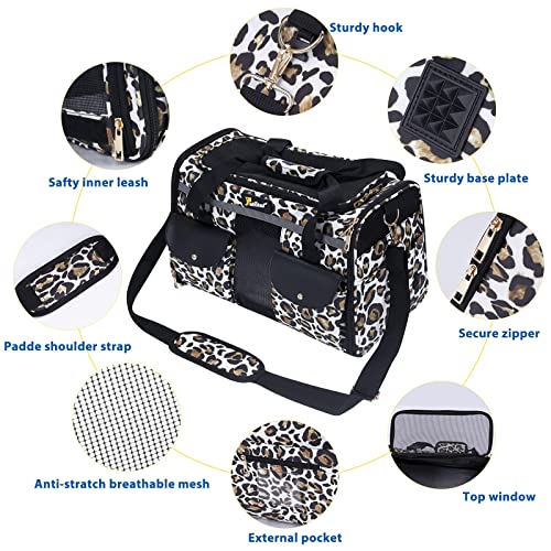 Petotw Pet Carrier Cat Carrier For Small Dogs, Dog Carrier, Cat Kennel, Airline Approved Dog Cat Pet Travel Carrier, Soft- Sided Pet Travel Carrier For Cats Dogs, Portable Foldable Pet Bag (Leopard) #TOP2
