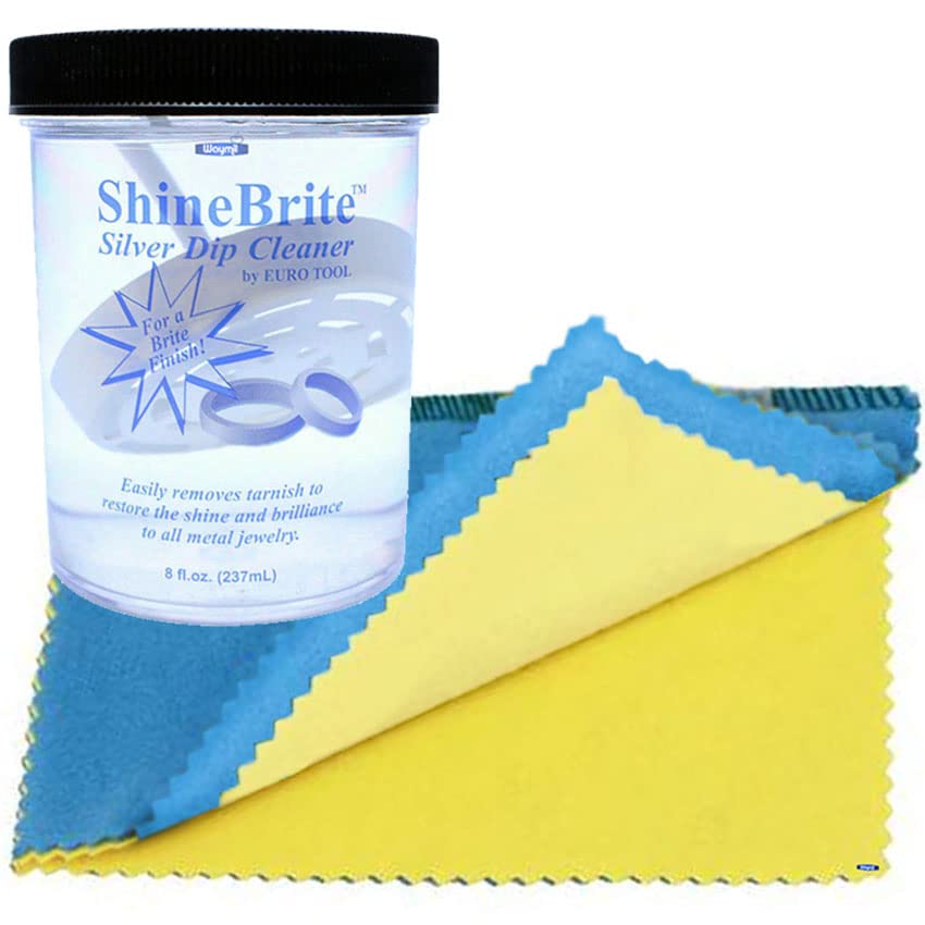 ShineBrite Silver Dip Cleaner 8 Oz con paño de pulido miniatura 1