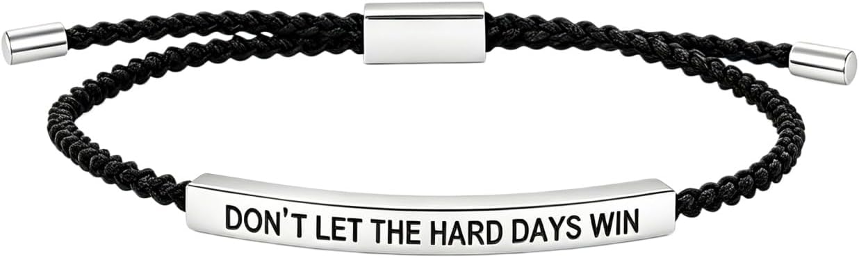 Dont Let The Hard Days Win Bracelet，Motivational Handmade Braided Adjustable Wrap Bracelets Inspirational Gifts for Women Men Best Friend Birthday Jewelry Gifts