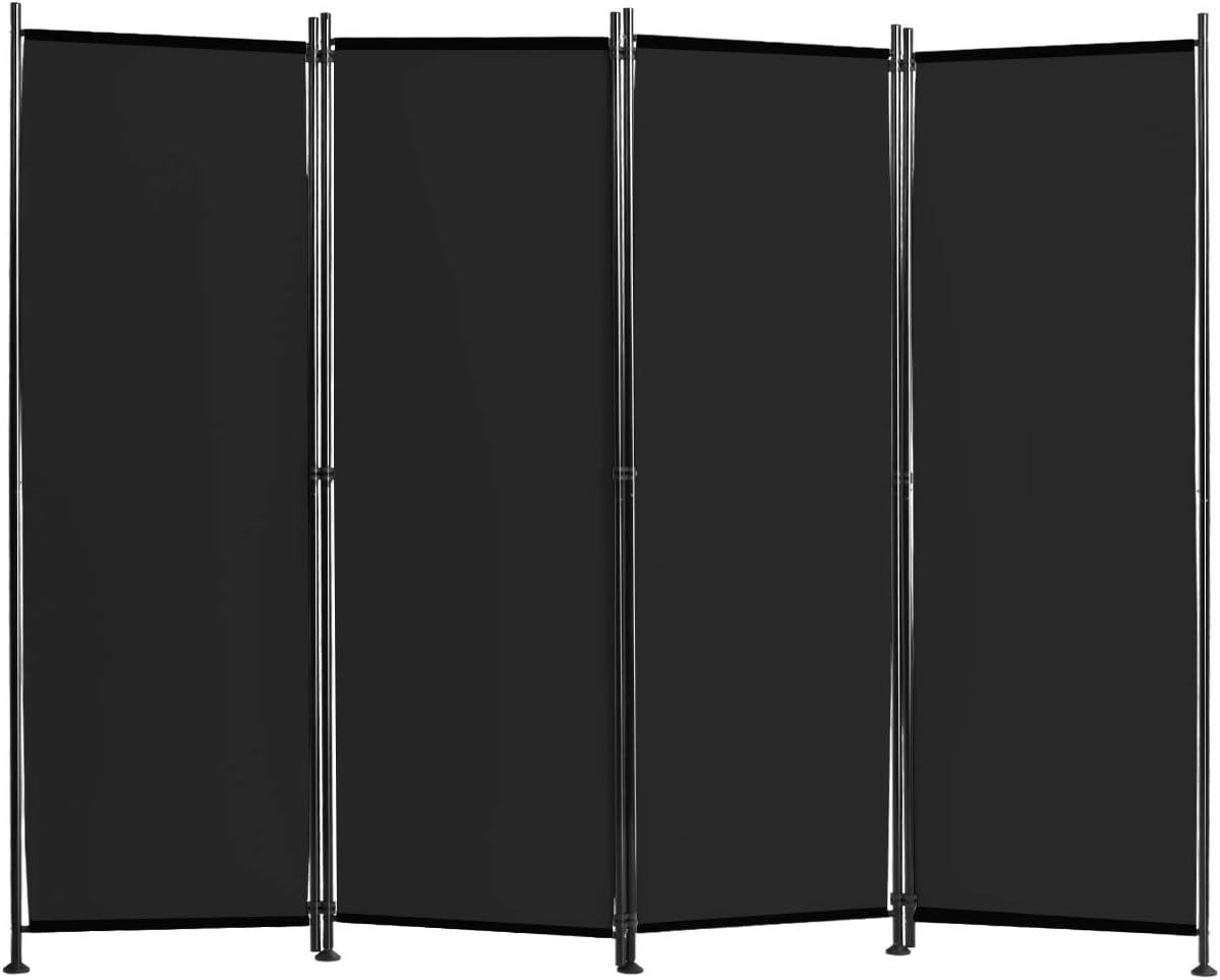 Giantex 4 Panel Room Divider Black, 5.6 Ft Tall Folding Privacy Screen, Freestanding Lightweight Portable Wall Partition Divider and Separator for Bedroom Home Office Apartment Studio