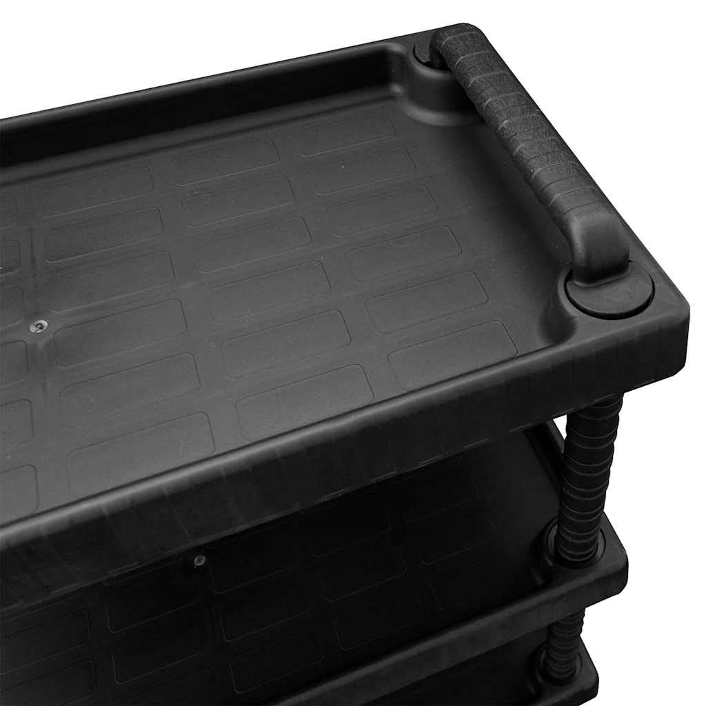 Carro de taller 3 estantes negro 75x37,5x92 cm PP