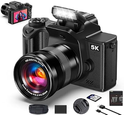 True 5K Digital Camera - 80MP WiFi Cameras for Photography - UHD Autofocus Vlogging Camera for YouTube 18X Zoom - One-Touch Macro Video Camara for Beginner with 4.0" Touch Screen, 32GB Card, Battery