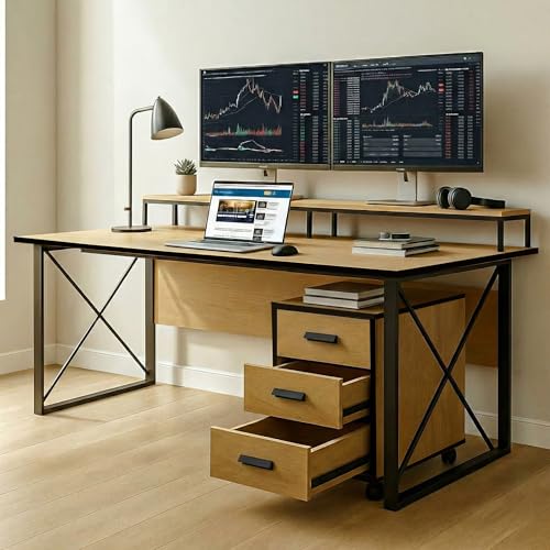 Image of FFO Computer Table with Storage | Multipurpose Office Desk for Home & Work with Riser| Study Table for Students | Sturdy PC Table with 1 Year Warranty | DIY Assembly (150x60)