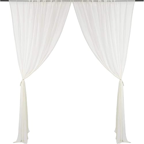 Miniatura 4 de AK-Trading - Paneles de cortinas de gasa para eventos de boda y decoración, cortinas de telón de fondo (58 x 120 pulgadas, marfil)
