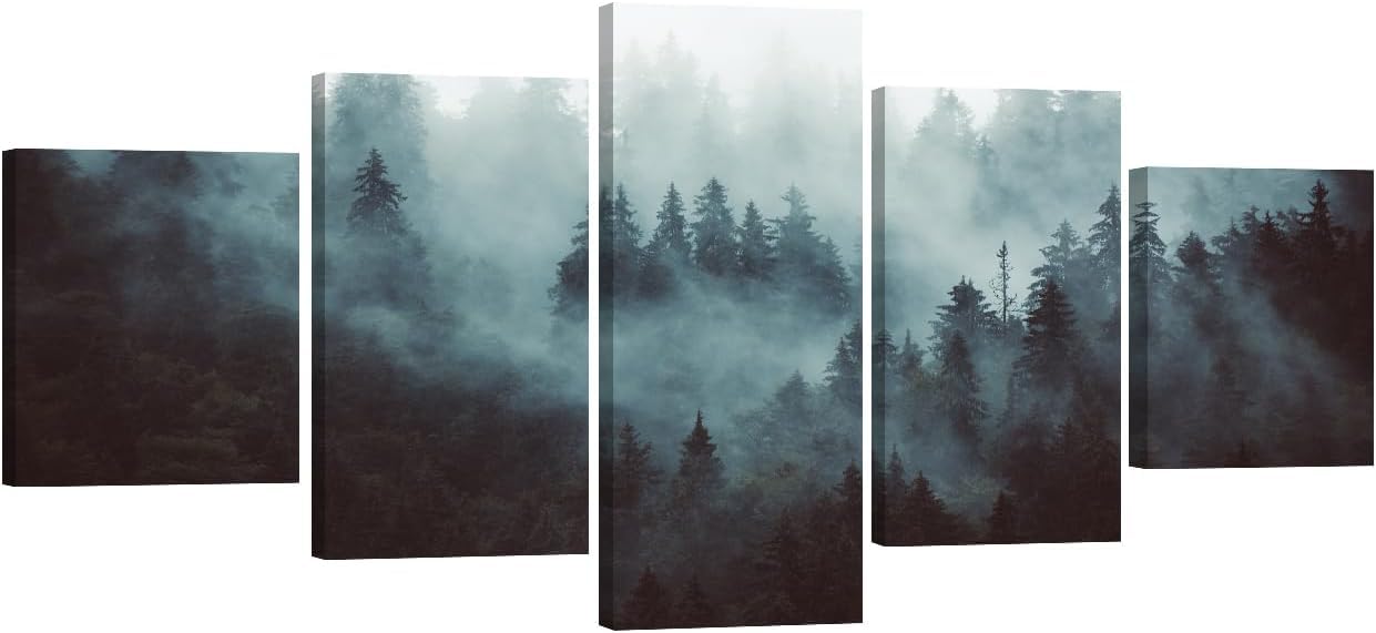 Tableau multi panneau 5 parties paysage de forêt 100 x 50 cm - 6