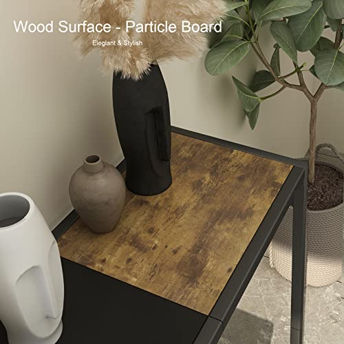 Laatooree 41.7” Console Table, Diy Entryway Table, Hallway Foyer Table With Two- Color Top Shelf, Narrow Sofa Table For Entrance Hall, Corridor, Living Room - Wood Look Metal Frame #TOP7
