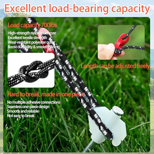 Wind Tour Lightweight Tent Guy Lines With Aluminum Tensioners, 6-Pack In Black_desvips.com