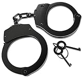 Real Law Enforcement Police Handcuffs for Training - Black Steel Double-Locking Tactical Model for...