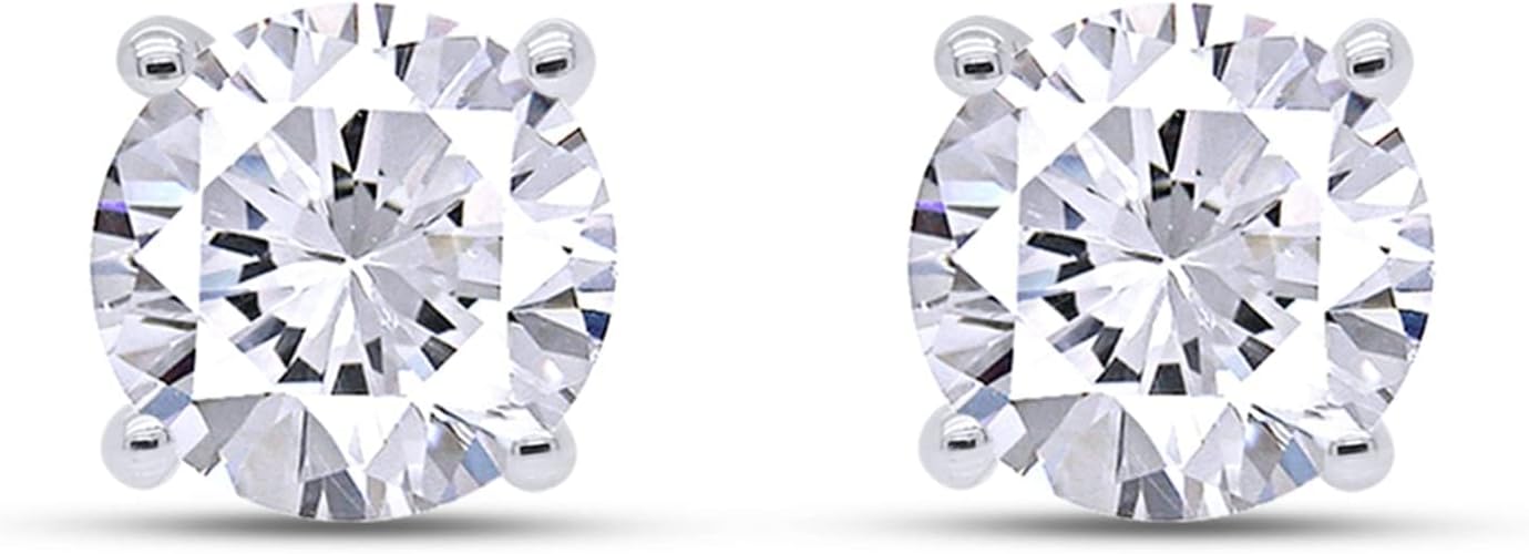 SAVEARTH DIAMONDS Moissanite Stud Earrings, 0.85 CT DF Color Ideal Cut Lab Created Diamond 14K Gold Plated Earrings for Women