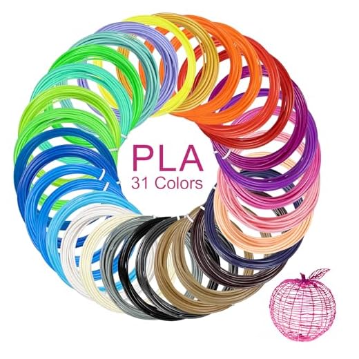 Kretrum 31 Colors 3D Pen Filament Refills Works with SCRIB3D PIKA3D MYNT3D 3D Pen, 16 Feet Per Color 1.75mm PLA 3D Printing Filament Refills, NOT FIT 3Doodler Start Pen