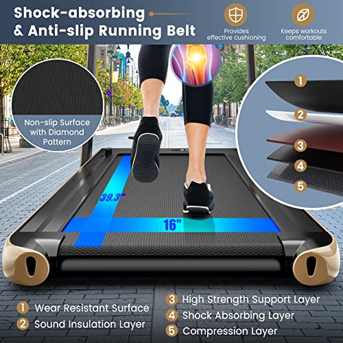 Image of Goplus 2 in 1 Folding Treadmill, 2.25HP Superfit Under Desk Electric Treadmill, Installation-Free with Remote Control, APP Control and LED Display, Walking Jogging for Home Office