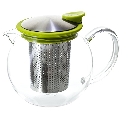 FORLIFE Bola Glass Teapot with Basket Infuser, 25oz./750ml, Lime - Thumbnail 2