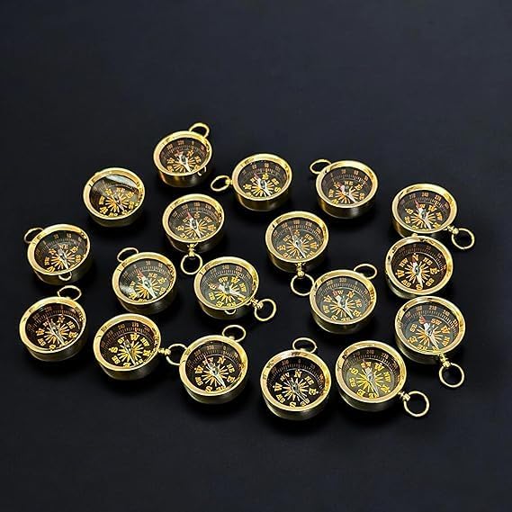 Mini Brass Compass 35mm | Personalized Pocket Compass with Custom Engraving | Vintage Polished Finish | Unique Gift for Men, Anniversary, Birthday, Retirement, Outdoor & Travel Navigation