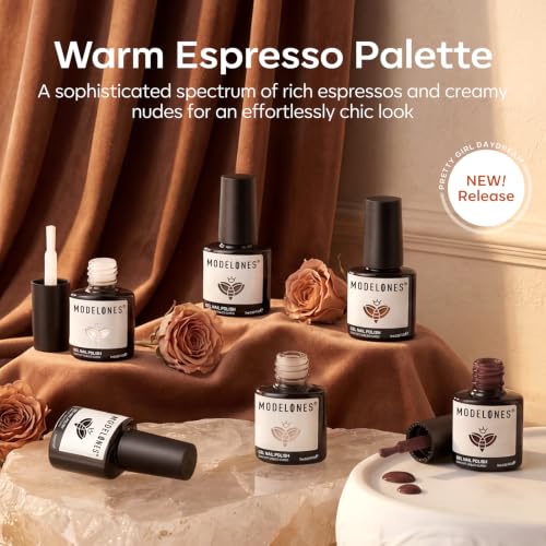 Image of modelones Nude Brown Gel Nail Polish Set, Beige Chocolate Caramel Skin Tone | 6 Fall Colors Neutral Khaki Shades, LED Soak Off DIY Home Salon, Gift for Women, Long-Lasting, Easy & Smooth to Apply