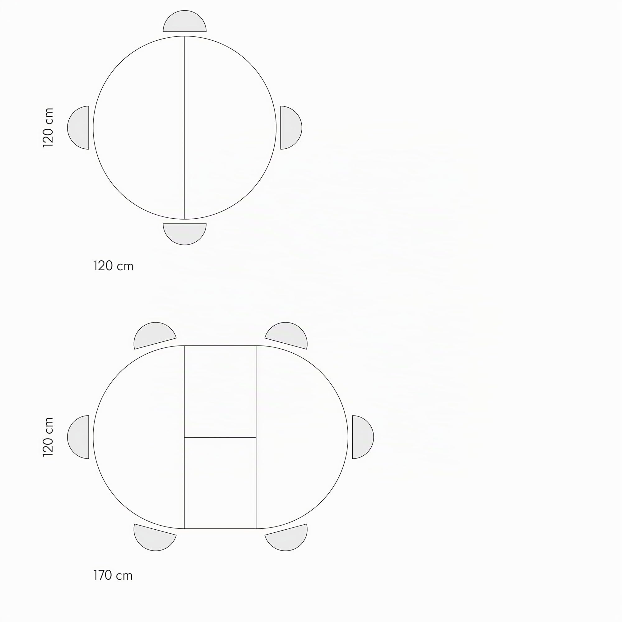 PAZZO DESIGN Mesa redonda extensible Karem, salón, cocina, patas cruzadas Shangay, color blanco, fabricada en Italia, madera de fresno blanco, de 120 a 170 cm - id_2179