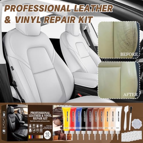Leather Repair Kit for Furniture, Sofa, Jacket, Car Seats & Purse, 10Pcs Vinyl Repair Kit with Easy Instructions, Fix Tears, Scratches, Holes & Peeling on Genuine, Faux, Bonded Leather (Multicolor) by HHGFCLTRS - Image 2