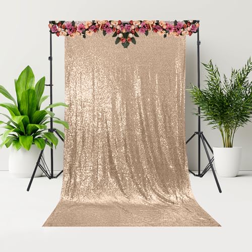 Telón de fondo de lentejuelas brillantes – Fondo de cabina de fotos brillante de 4 x 7 pies para decoración de bodas, fiestas y eventos – Cortina de tela con purpurina para fotografía, cumpleaños y
