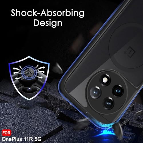 Image of TheGiftKart Hybrid Shockproof Back Cover Case for OnePlus 11R 5G | Camera Protection Bump | Hard Back Cover for OnePlus 11R 5G (PC & TPU, MagSafe Compatible, Translucent Smoke Matte Back, Black Sides)