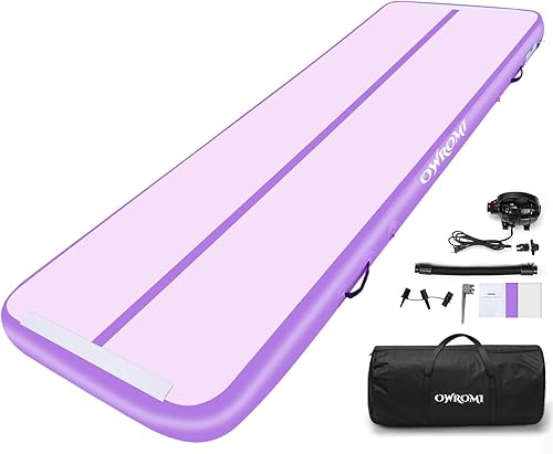 Miniatura 7 de OWROMI Colchoneta inflable de gimnasia con 48 pulgadas de grosor, tapete inflable para entrenamiento en el hogar, animadoras, yoga, ejercicios