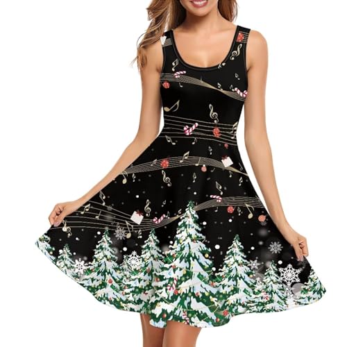 Image of Women Stylish Tank Dresses Sleeveless Round Neck Midi Casual Dress with Pocket for Summer