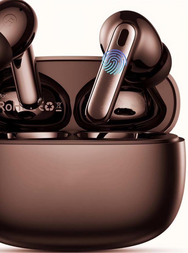 Genérico Auriculares Inalámbricos,Auriculares Inalámbricos Bluetooth, Cascos Inalambricos Bluetooth IPX7 Impermeable, Ajuste Cómodo,Carga Rápida USB-C (marrón)