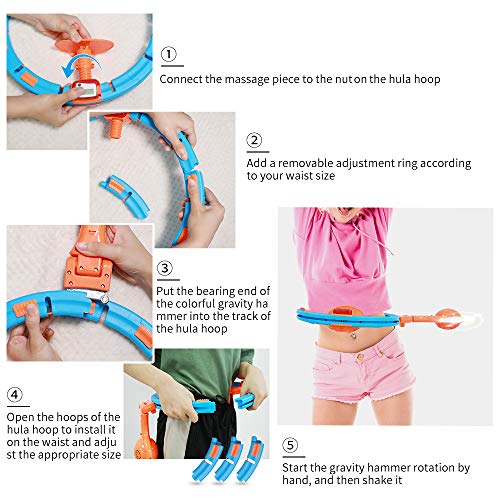 XEWEA Hula Hoop Smart Fitness Weight Loss Ring with LED Colorful Light Adjustable Size Detachable Massage Yoga Ring for Adult and Child Artifact Sports Equipment Abdominal Waist Exercise