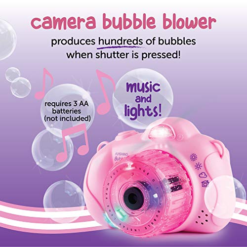 Hoovy Handheld Camera Bubble Machine for Kids | Pink Bubble Camera Blower | Bubble Camera with Bubble Solution | Musical Bubble Blower with Lights | Portable Bubble Blower