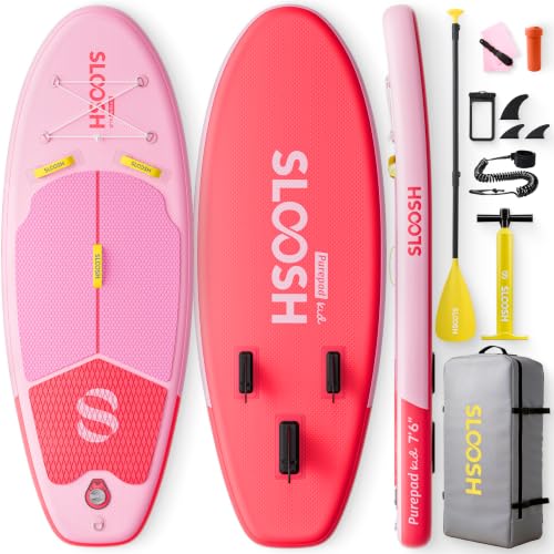 SLOOSH Inflatable Stand Up Paddle Board 76 Paddle Boards with Premium Accessories Non-Slip EVA Deck Ultra-Light Carry Bag Pump Purepad SUP for Youth of All Skill Levels Sunset Pop