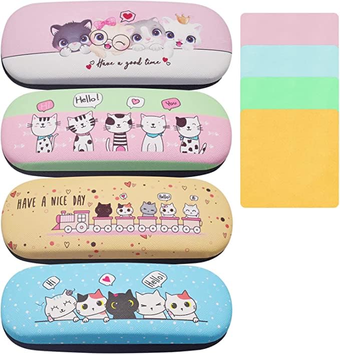 Regerly Estuches Fundas Rígidas Gafas, Estuche de Gafas Gafas Rígidas Caja Funda para Gafas de Sol Estuche Protector Estuche para gafas con 4 paños de limpieza (1)