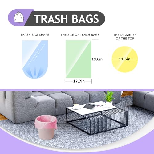 Image of Teivio Small Colorful Clear Trash Bags 4 Gallon 200 Count Garbage Bags | Fit 12-15 Liters,3.5,3.8,4,4.5Gal,Multicolor Mini Plastic Waste Basket Bins Can Liners for Bathroom Office Car dog poop bags