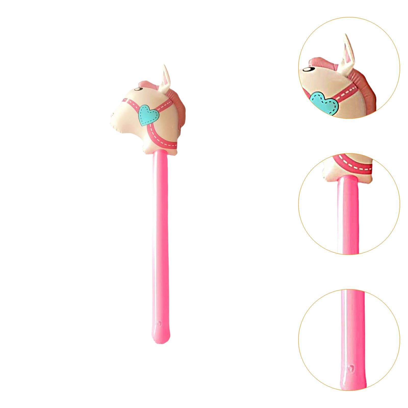 Tachiuwa Hobby Horse Stick Toy Horse Head Prop Cartoon Fun Portable Lightweight Children Festival Toy for Horse Themed Party 3 Years+, Pink