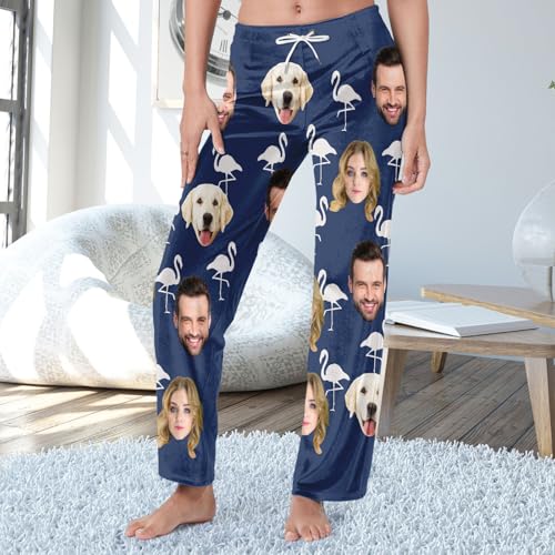 Custom Face Pajama Bottoms for Men Women,Personalized Photo Sleepwear Pants,Customized Pj Trousers Gifts for Him Her (Style-44)4