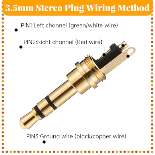 Kit 6 piezas conector 3.5mm estéreo para auriculares miniatura 4