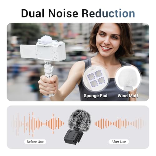 Image of JJC Cold Shoe Wind Muff for Sony ZV-E10 II ZVE10 ZV-1F ZV-1 II ZV-E1, White | Furry Windshield Wind Shield, Microphone Puff, Shoe Adapter Mount Holder for LED Light Mic Attachment, Vlogging Accessories