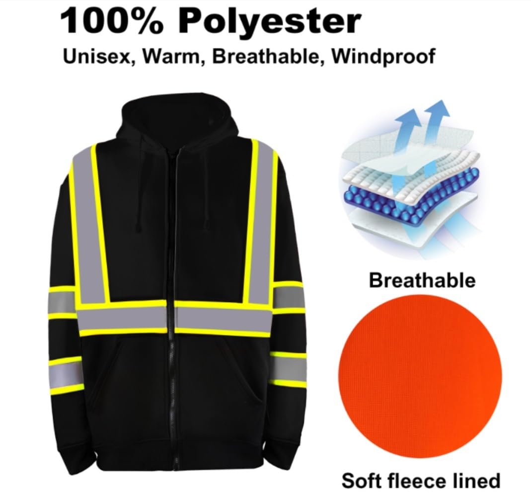 Hola Víctor, Chaleco reflectante sudadera polar con capucha cremallera negro pequeño
