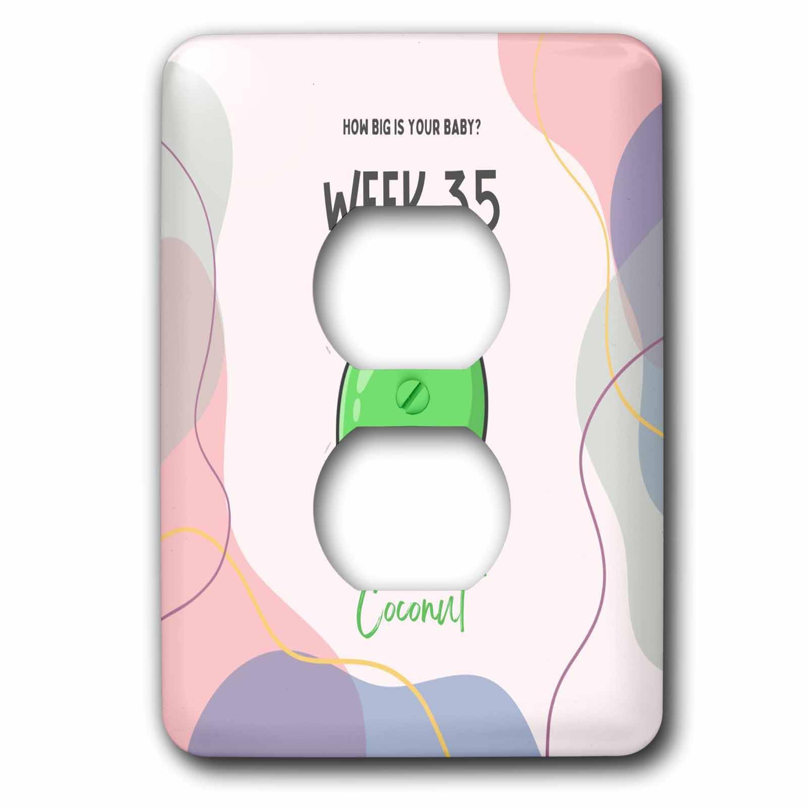 3dRose Image of Coconut how big is your baby week 35 - Light Switch Covers (lsp-388487-6)