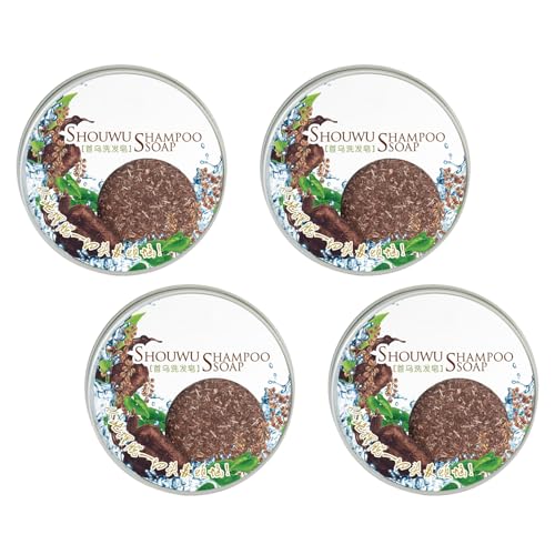 Champú En Barra Para Canas | Barra De Champú Orgánico Polygonum Multiflorum Rosemary | Jabón Cubierta Hidratante Para Cabello Brillante, 55 g (paquete de 4)