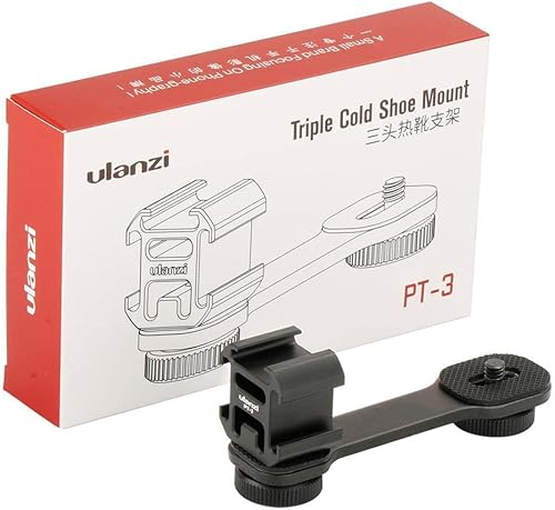 Miniatura 10 de ULANZI Adaptador de montaje de zapata fría triple PT-3 de aluminio para cardán (DJI Osmo Mobile 23, Zhiyun, Feiyutech), barra de extensión de
