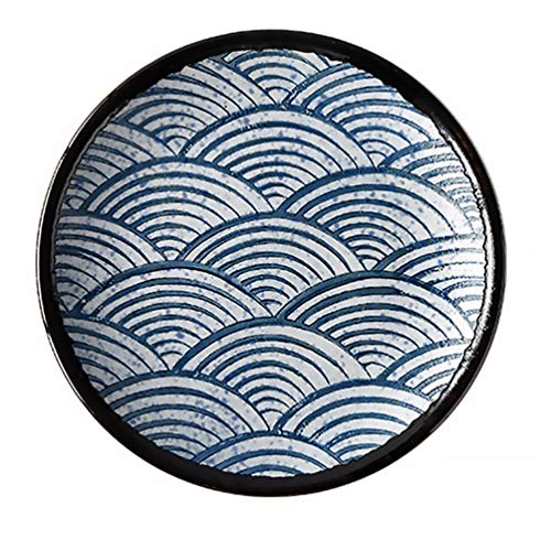 Cabilock 1 Pc Placa De Cerámica Corrugada Placas De Inmersión Plato Llano Japones Platos Cotidianos Plato De Queso Plato De Ensalada Plato De Postre Platos De Ensalada Fruta Plato De Pizza