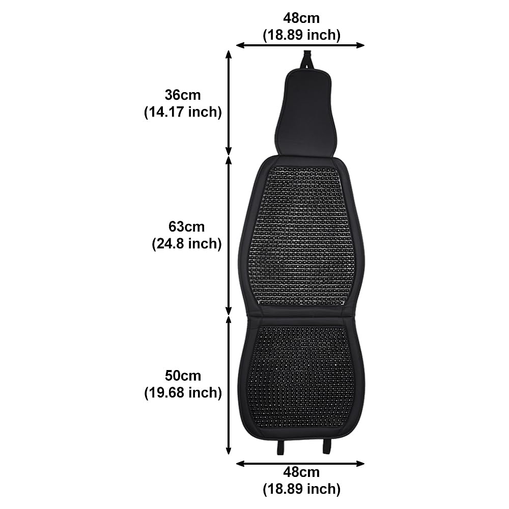 JSCARLIFE 2 coprisedili universali con perline in legno naturale, cuscino massaggiante per auto e camion, quattro stagioni e traspirante, rende la guida più sopportabile durante i lunghi viaggi (nero