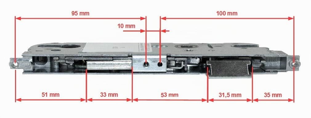GU Secury Automatic Reparatur Schlosskasten Hauptschloss 6-28474-01-0-1 oder auch K-20044-EF-0-1, Dornmaß: 40mm (37mm) / Entfernung: 92mm, incl. SN-TEC® Montagematerial & SN-TEC® Montageanleitung