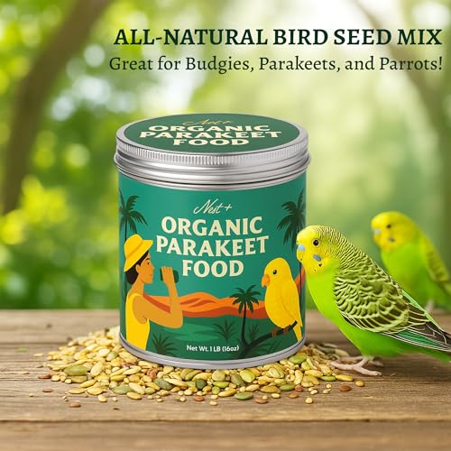 Premium Bird Seed Parakeet Food | Organic Parakeet Bird Seeds with Oat Groats, Amaranth & Super Veggies | Perfect Bird Food, Pretty Parrot & Budgie Food | Reusable Tin (1lb) - Image 6